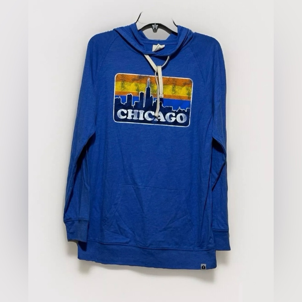 Rally House Hoodie Unisex Size M Chicago Skyline Windy City Travel Blue Pocket